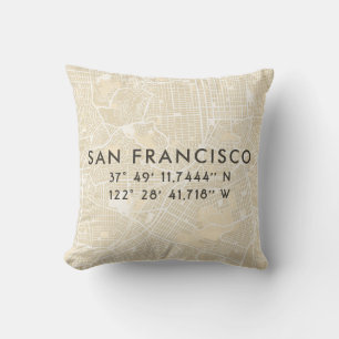 Coussin Carte personnalisée de San Francisco  Beige