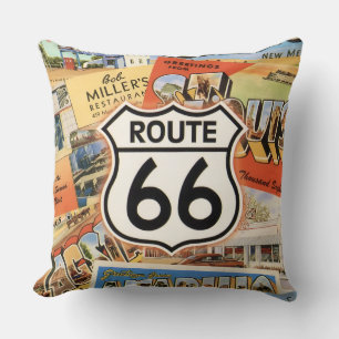 Coussin Carte postale colorée de la route 66