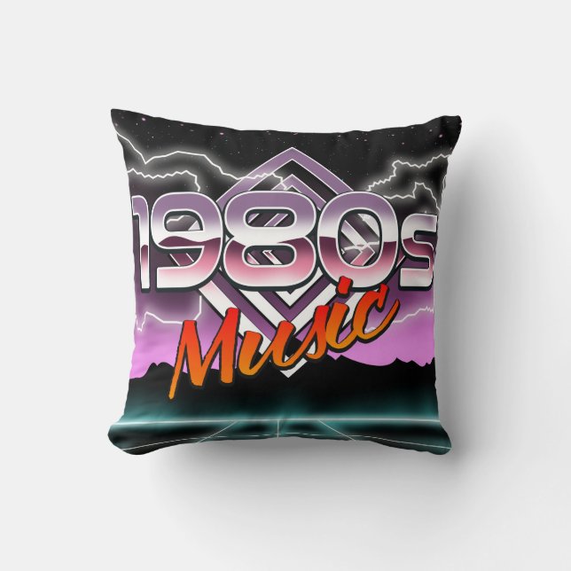 Coussin Carte postale de musique des années 80 (Recto)