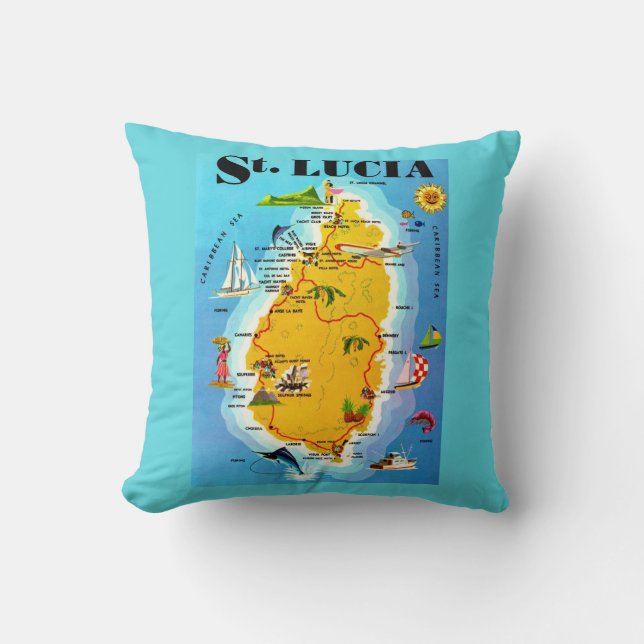 Coussin Carte postale de Sainte-Lucie  (Recto)