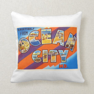 Coussin Carte postale de Vintage voyage de DM du Maryland