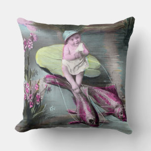 Coussin Carte postale vintage French April Fool