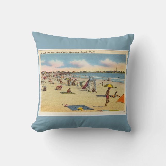 Coussin Carte postale vintage Hampton Beach (Recto)