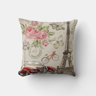 Coussin Carte postale vintage Paris.