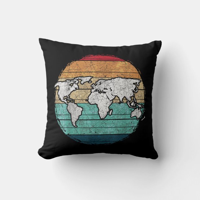Coussin Carte Retro World (Recto)