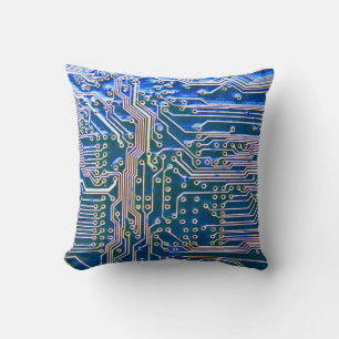 Coussin Carte routière, ordinateur, bleu, condensateur, pu