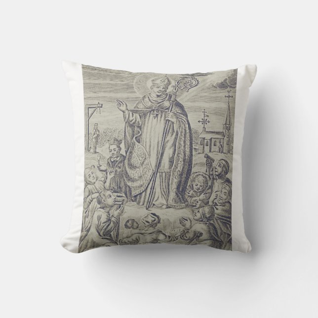 Coussin Carte Sainte de l'évêque Amand de Maastricht (Recto)