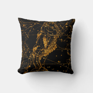 Coussin Carte Stellaire Astrologique Poisson Poissons Or