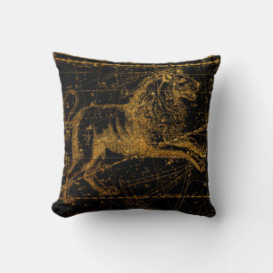 Coussin Carte Stellaire Signe Astrologique LÉON Lion Or