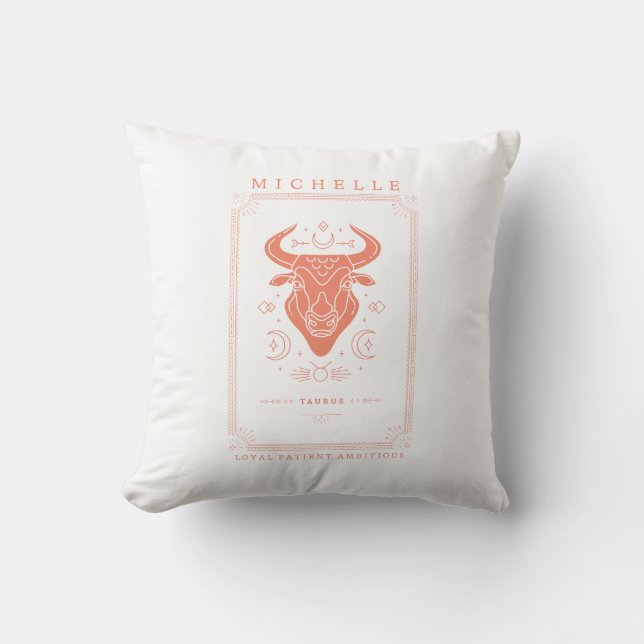 Coussin Carte Tarot Taurus Astrologie Signe Zodiaque Vinta (Recto)