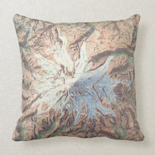 Coussin Carte topographique vintage du mont Rainier Washin