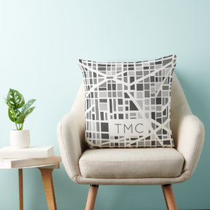 Coussin Carte urbaine moderne Monogrammes INITIALES Archit
