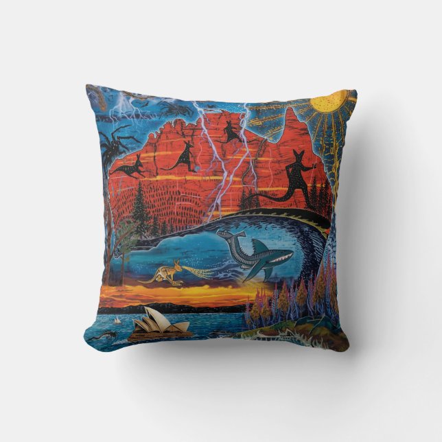 Coussin Carte vibrante des icônes et des monuments austral (Recto)