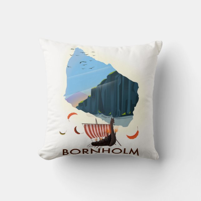 Coussin Carte Viking de l'île de Bornholm (Recto)