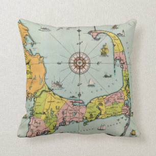 Coussin Carte vintage de Cape Cod