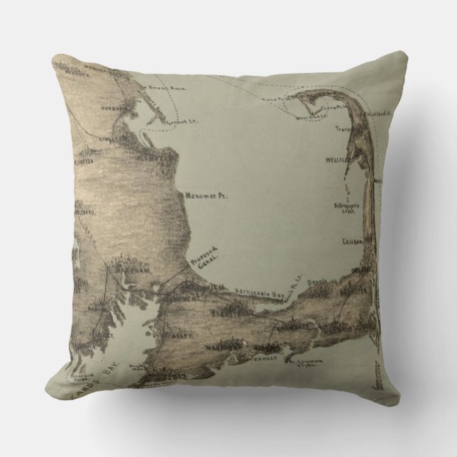 Coussin Carte vintage de Cape Cod (1885) (Recto)