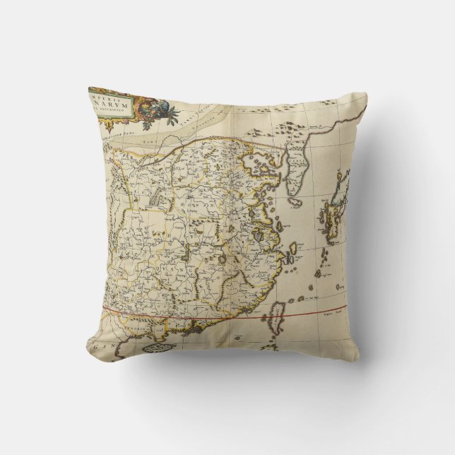 Coussin Carte vintage de la Chine | 1662 (Recto)