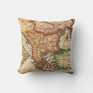 Coussin Carte vintage de la mer Noire avec des régions gra