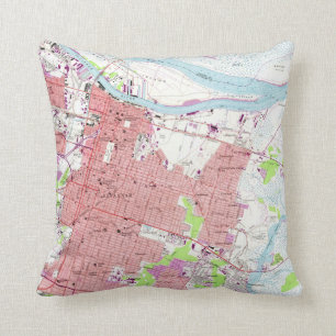 Coussin Carte vintage de la savane la Géorgie (1955) 2