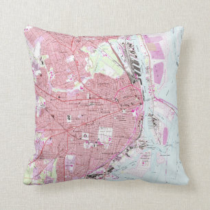 Coussin Carte vintage de l'Alabama mobile (1953)