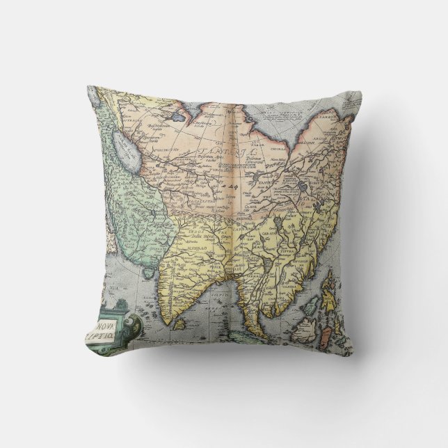Coussin Carte vintage de l'Asie | 1592 (Recto)