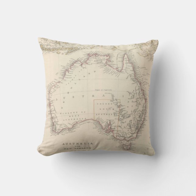 Coussin Carte vintage de l'Australie (1848) (Recto)