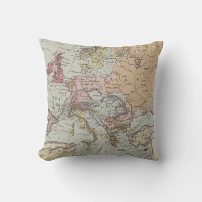 Coussin Carte vintage de l'Europe (Recto)