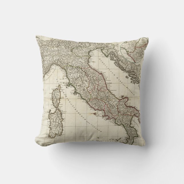 Coussin Carte vintage de l'Italie (1764) (Recto)