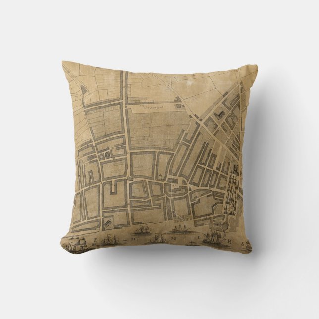 Coussin Carte vintage de Liverpool Angleterre (1725) (Recto)