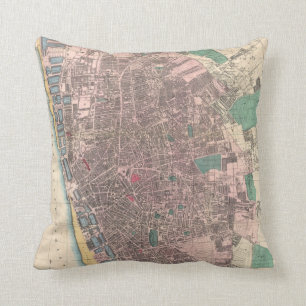 Coussin Carte vintage de Liverpool Angleterre (1890)
