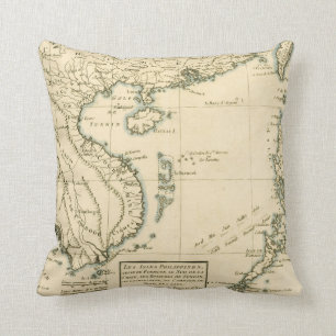 Coussin Carte vintage de l'Océan Indien de l'Inde  