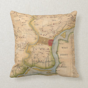 Coussin Carte vintage de Philadelphie Pennsylvanie (1750)