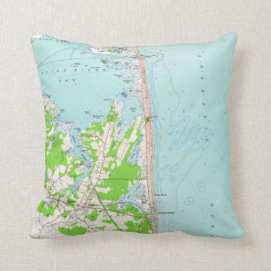 Coussin Carte vintage de plage Delaware (1954) de Bethany