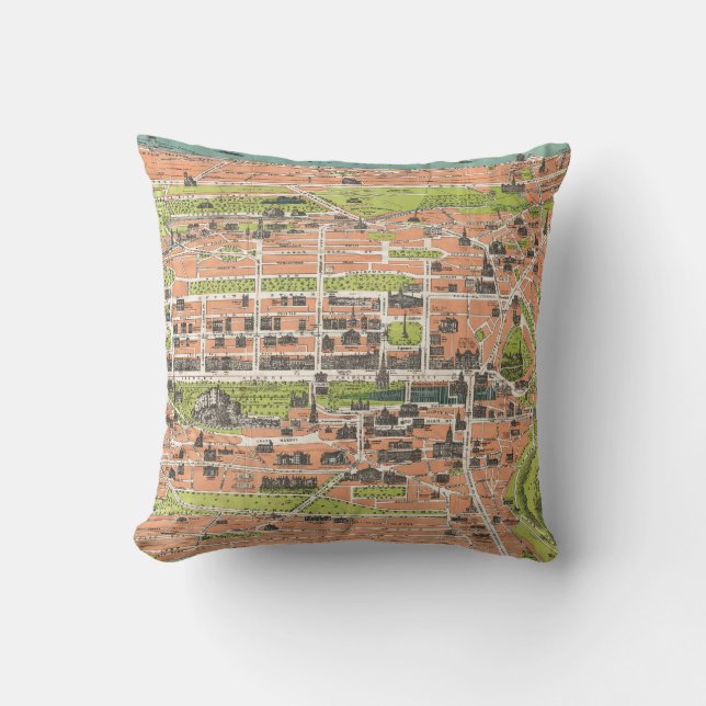 Coussin Carte vintage d'Edimbourg Ecosse (1935) (Recto)