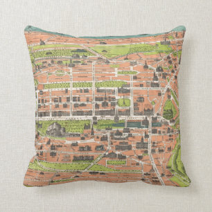 Coussin Carte vintage d'Edimbourg Ecosse (1935)