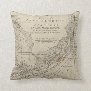 Coussin Carte vintage des clés de la Floride (1771)