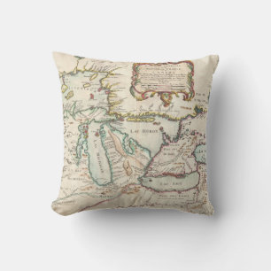 Coussin Carte vintage des Grands Lacs