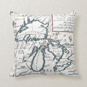 Coussin Carte vintage des Great Lakes (1696)
