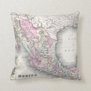 Coussin Carte vintage du Mexique (1855)