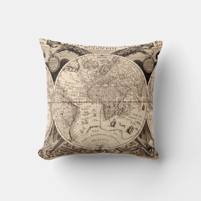 Coussin Carte vintage du monde (Recto)