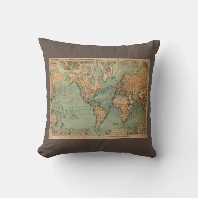 Coussin Carte vintage du monde antique (Recto)