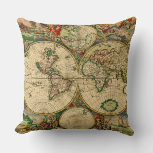 Coussin Cartes anciennes du Vieux Monde