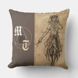 Coussin Cartes de tarot magicien art monogramme lancer ore