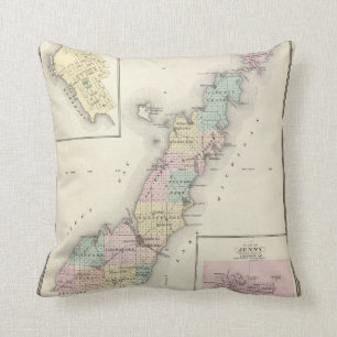 Coussin Cartes du comté de Door, baie d'esturgeon et de