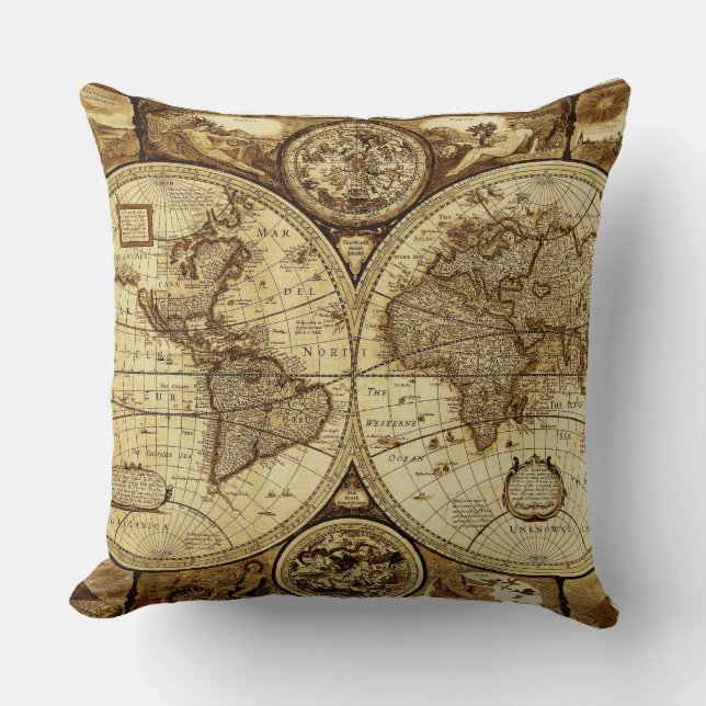 Coussin Cartes du vieux monde Belle (Recto)