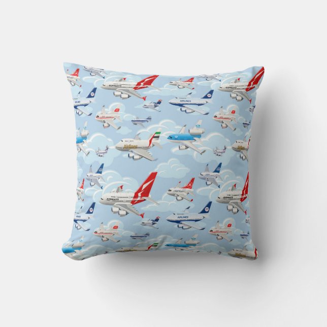 Coussin Cartographier les avions commerciaux sans couture  (Recto)
