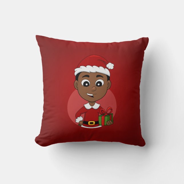 Coussin Carton Cute African American Christmas boy (Recto)