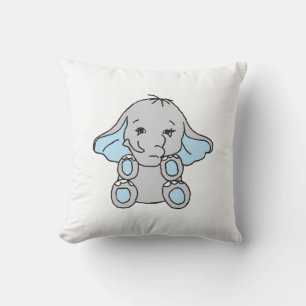 Coussin Carton d'éléphant Motif dessiné à la main bleue