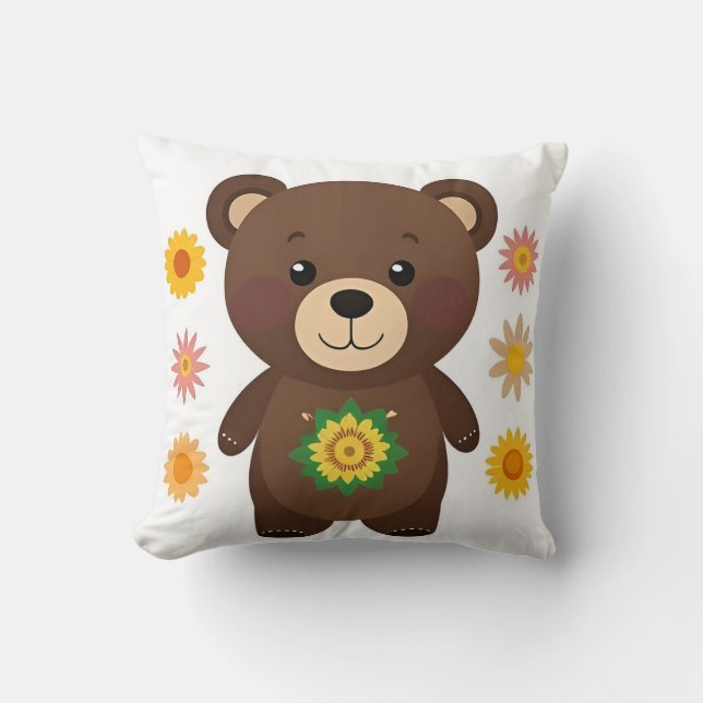 Coussin Carton d'ours en peluche Brown (Recto)