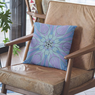 Coussin Carton Mandala Flower bleu et violet